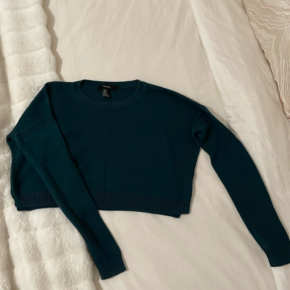 Forest green cropped sweater